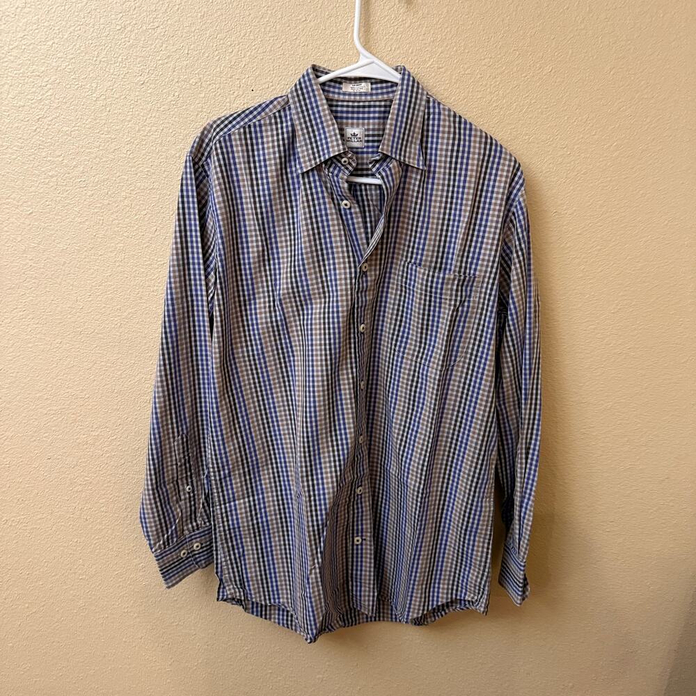 Peter Millar Long Sleeve Button down sport gingham shirt M smart-casual preppy